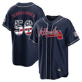 Atlanta Braves #56 Spencer Schwellenbach Player Navy Jereymy USA 250 Fourth Of July Limited Home Game Stitched Jerseys