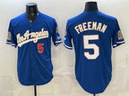 Los Angeles Dodgers #5 Freddie Freeman Royal Jereymy 2026 Gold Collection 9x & B2B Champs Patch Stitched Jersey