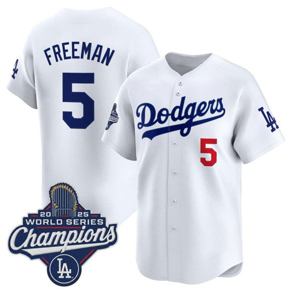 Los Angeles Dodgers #5 Freddie Freeman White Jereymy 2025 Champions Stitched Jersey