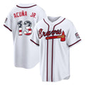 Atlanta Braves #13 Ronald Acuna Jr Player White Jereymy USA 250 Fourth Of July Limited Home Game Stitched Jerseys