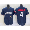 Minnesota Twins #4 Carlos Correa Number 2023 Navy Blue Jereymy Cool Base Stitched Jersey