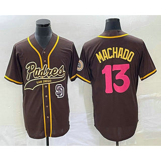 San Diego Padres #13 Manny Machado Brown Jereymy NEW 2023 City Connect Cool Base Stitched Jersey