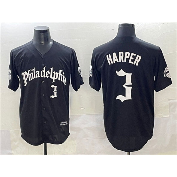 Philadelphia Phillies #3 Bryce Harper Black Jereymy Gothic Vapor Limited Stitched Jersey