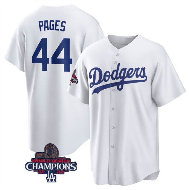 Los Angeles Dodgers #44 Andy Pages White Jereymy 2024 World Series Cool Base Stitched Jersey