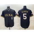 Texas Rangers #5 Corey Seager Number Black Gold Jereymy Cool Base Stitched Jersey