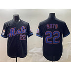 New York Mets #22 Juan Soto Black Jereymy 2025 Spring Training Cool Base Stitched Jersey