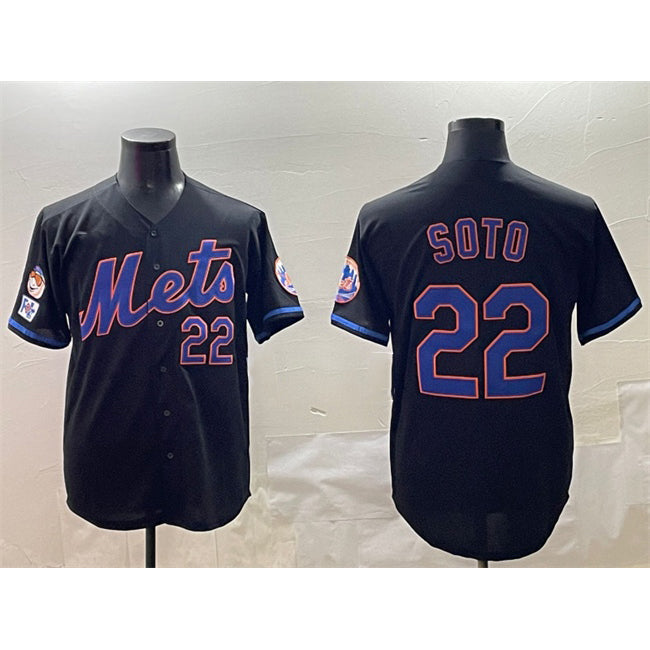 New York Mets #22 Juan Soto Black Jereymy 2025 Spring Training Cool Base Stitched Jersey