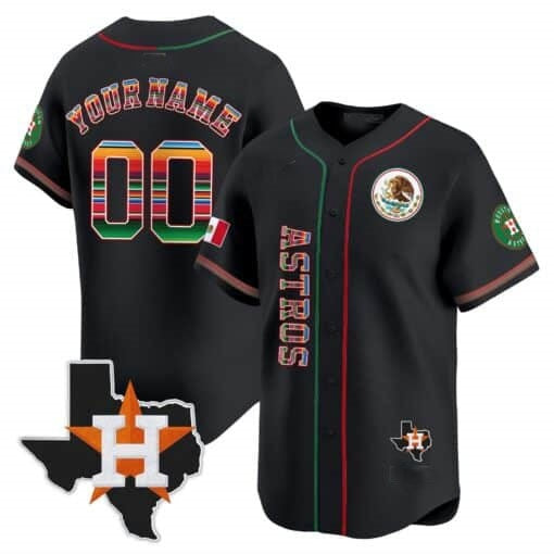 Custom Houston Astros Mexico Vapor Premier Limited Jersey V4 ¨C Black Jereymy