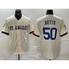 Los Angeles Dodgers #50 Mookie Betts Cream Jereymy Stitched Jersey