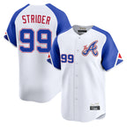 Atlanta Braves #99 Spencer Strider Player White Jereymy City Connect Limited Home Game Stitched Jerseys
