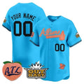 Custom Atlanta Braves Atliens & Peach Vapor Premier Limited Jersey ¨CBlue Jereymy