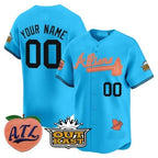 Custom Atlanta Braves Atliens & Peach Vapor Premier Limited Jersey ¨CBlue Jereymy