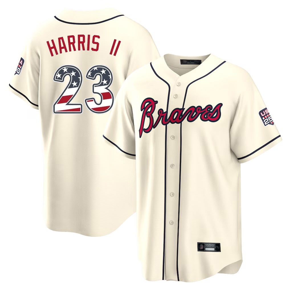 Atlanta Braves #23 Michael Harris II Player Cream Jereymy USA 250 Fourth Of July Limited Home Game Stitched Jerseys