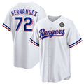 Texas Rangers #72 Jonathan Hern¨¢ndez White Jereymy 2023 World Series Stitched Jersey