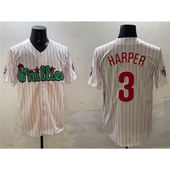 Philadelphia Phillies #3 Bryce Harper White Jereymy Phanatic Cool Base Stitched Jersey